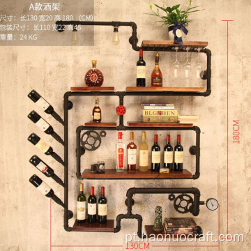 Armário para vinhos retro industrial de ferro forjado eólico montado na parede